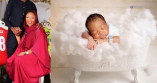 Super Eagles star, Ahmed Musa and his wife Julie share first photo of their newborn son, Isa