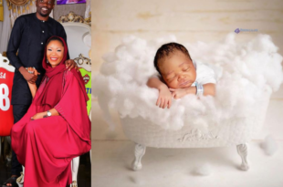 Super Eagles star, Ahmed Musa and his wife Julie share first photo of their newborn son, Isa