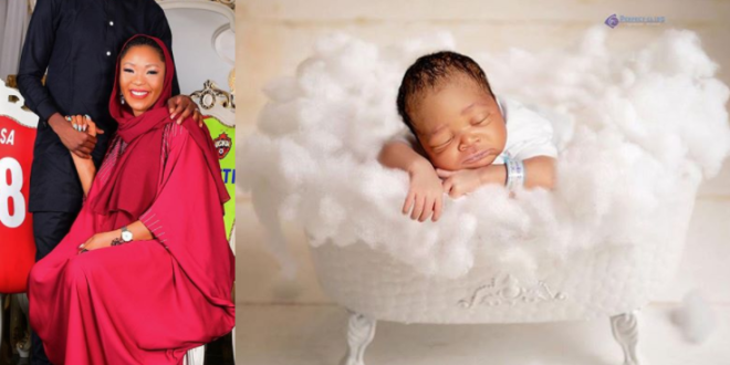 Super Eagles star, Ahmed Musa and his wife Julie share first photo of their newborn son, Isa