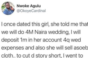 Man reveals what he did to avoid marrying a woman who wanted a 4 million Naira wedding