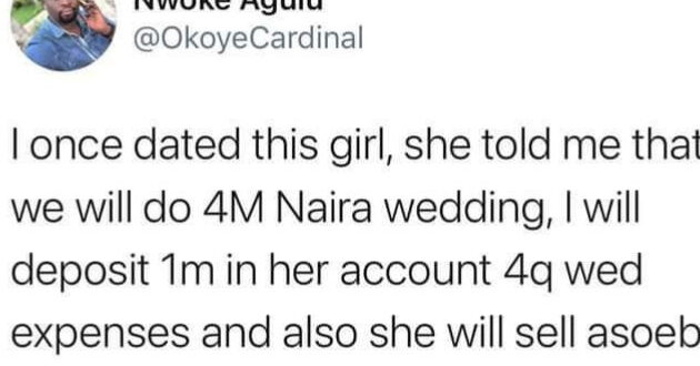 Man reveals what he did to avoid marrying a woman who wanted a 4 million Naira wedding